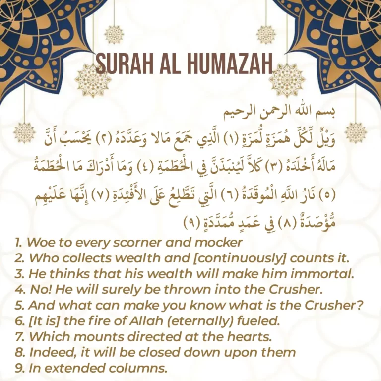 Surah Wailul Likulli Humazah In English, Arabic Text, and Transliteration