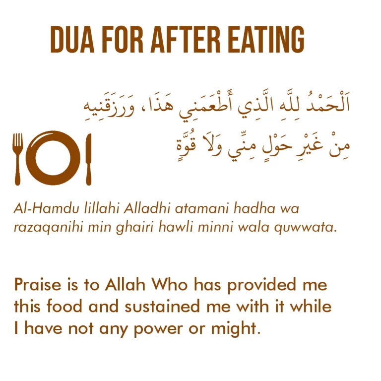 Dua For After Eating In English, Transliteration, and Arabic Text