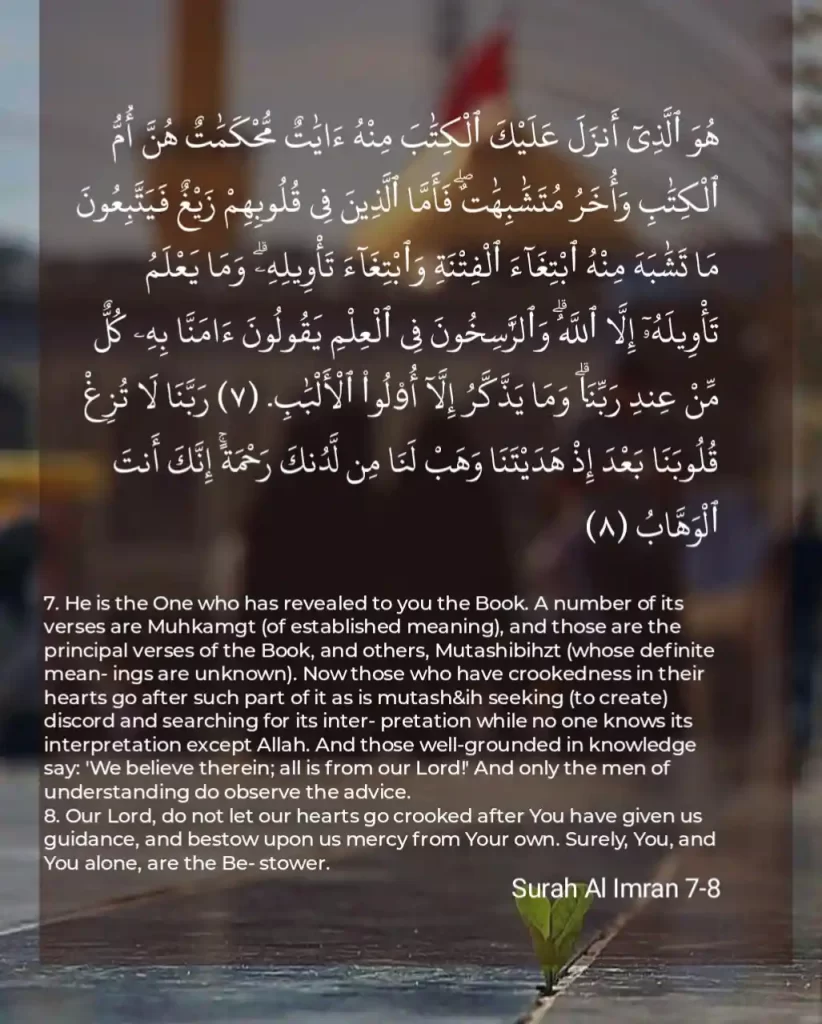 Surah Al Imran Ayat 7-8 Meaning In English