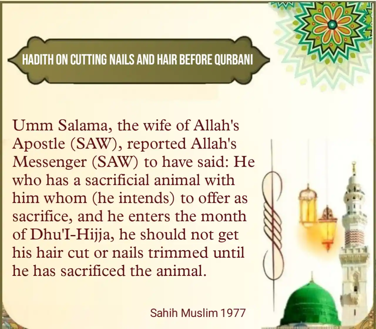 hadith-on-cutting-nails-and-hair-before-qurbani-in-english