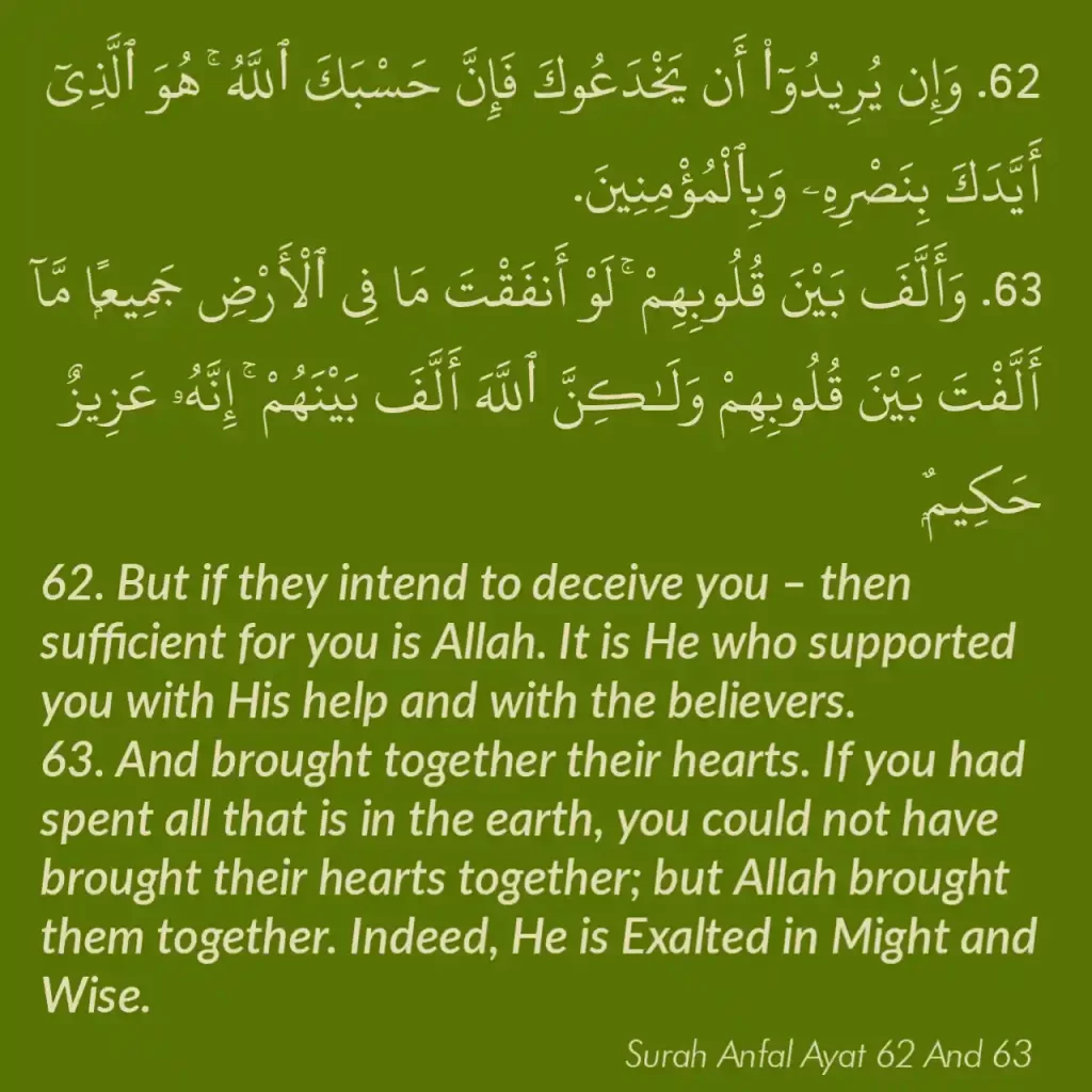 Surah Anfal Ayat 62 And 63