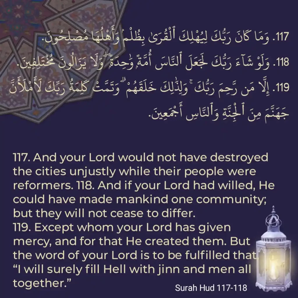 Surah Hud Ayat 117 119