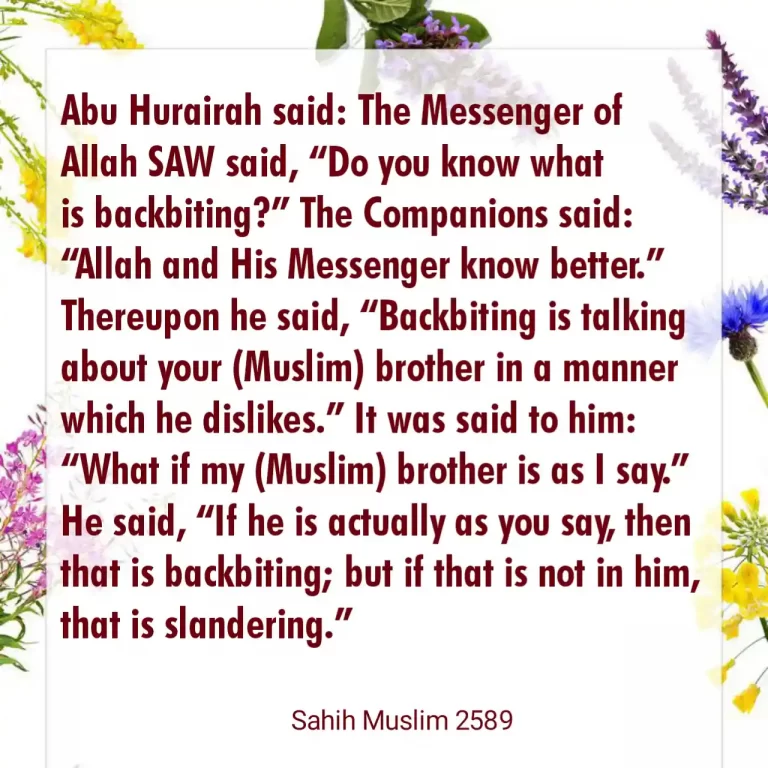 Hadith About Backbiting And Gossiping In Arabic And Meaning