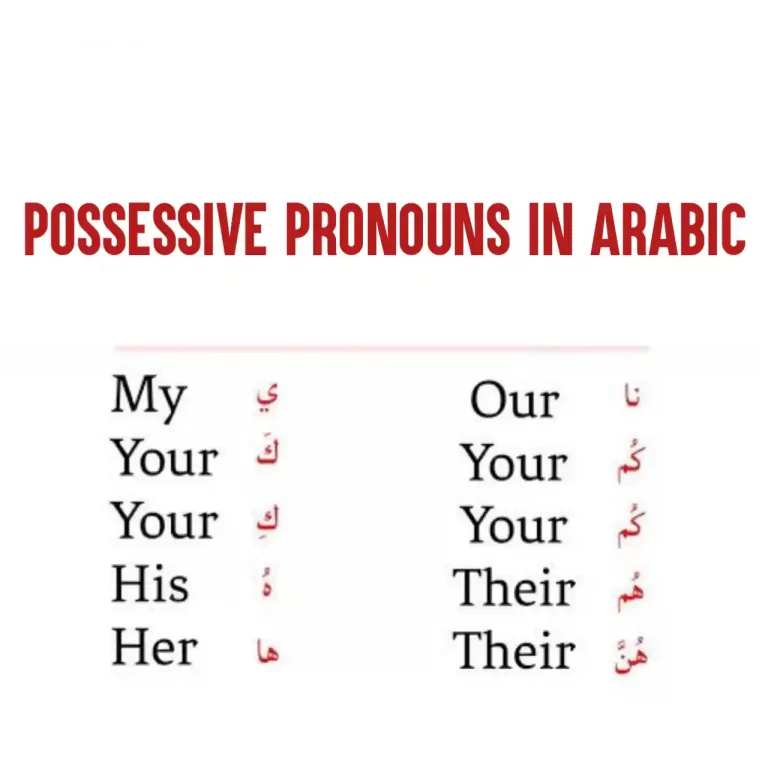 Arabic Possessive Pronouns With Examples (Dhamir muttasil)