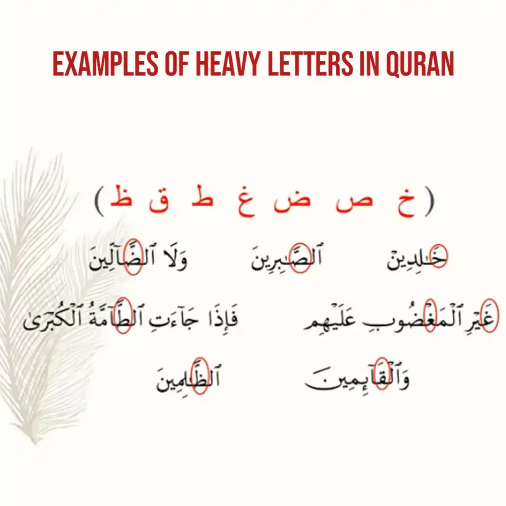 Heavy Letters In Arabic examples 