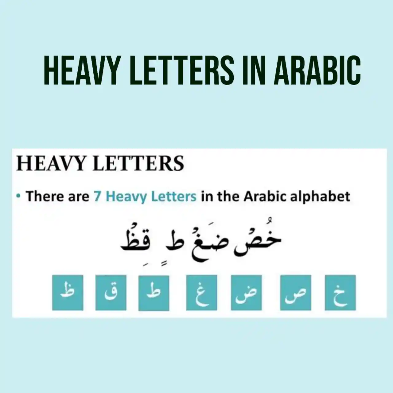 7 Heavy Letters In Arabic (Tafkheem Letters) With Examples