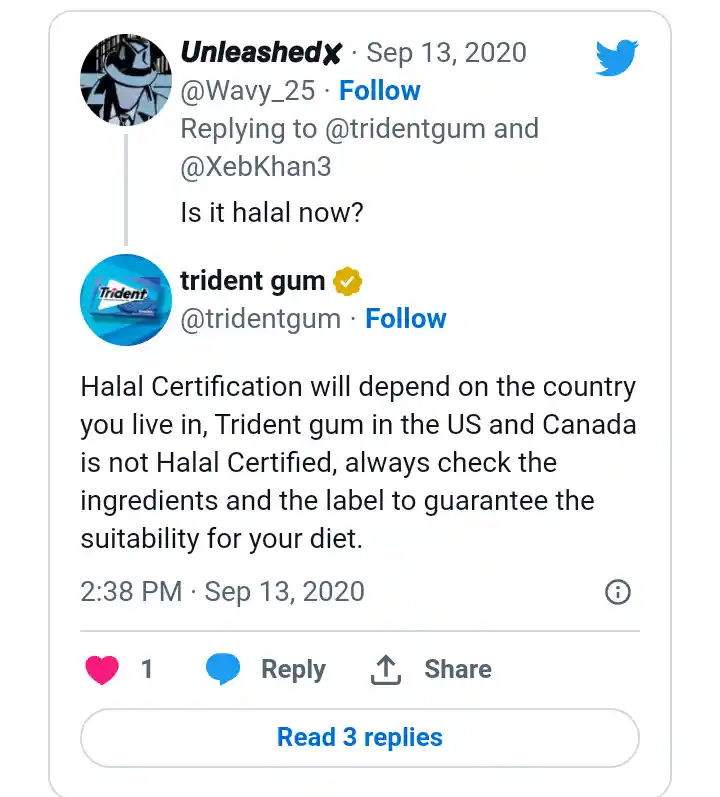 Trident gum halal certified